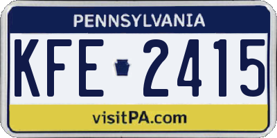 PA license plate KFE2415