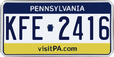 PA license plate KFE2416