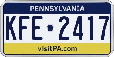 PA license plate KFE2417