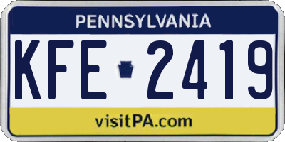 PA license plate KFE2419