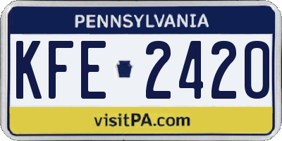 PA license plate KFE2420