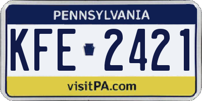 PA license plate KFE2421