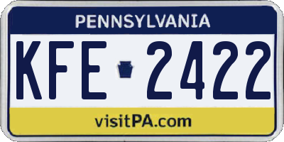 PA license plate KFE2422