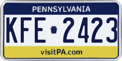 PA license plate KFE2423