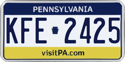 PA license plate KFE2425