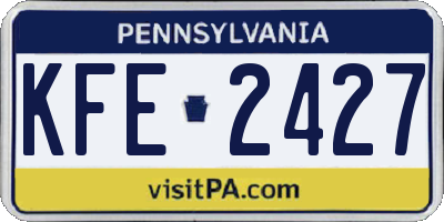 PA license plate KFE2427