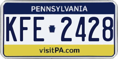 PA license plate KFE2428