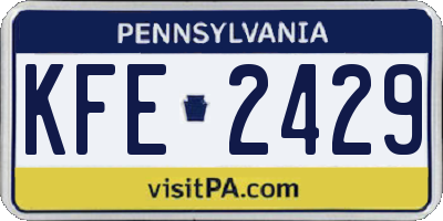 PA license plate KFE2429