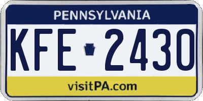 PA license plate KFE2430