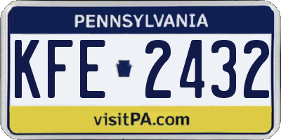 PA license plate KFE2432