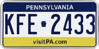 PA license plate KFE2433