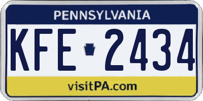 PA license plate KFE2434
