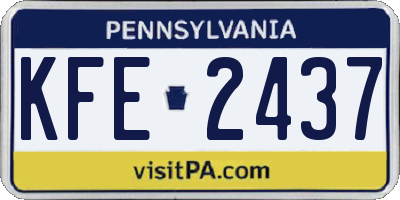 PA license plate KFE2437