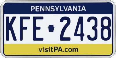 PA license plate KFE2438