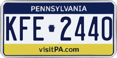 PA license plate KFE2440