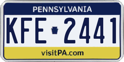PA license plate KFE2441