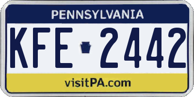 PA license plate KFE2442