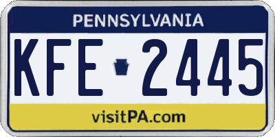 PA license plate KFE2445