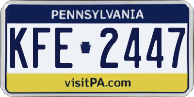 PA license plate KFE2447
