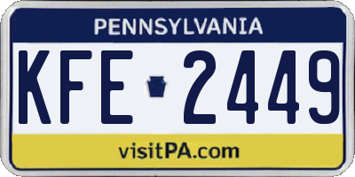 PA license plate KFE2449