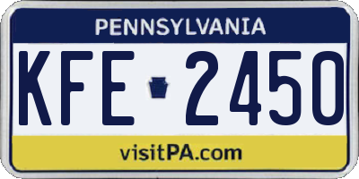 PA license plate KFE2450