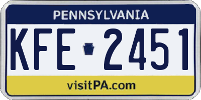 PA license plate KFE2451