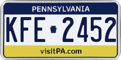 PA license plate KFE2452