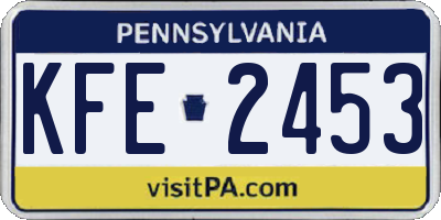 PA license plate KFE2453