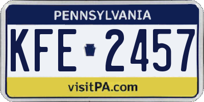 PA license plate KFE2457