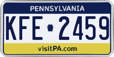 PA license plate KFE2459