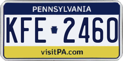 PA license plate KFE2460