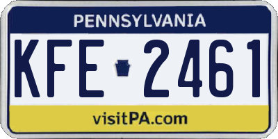 PA license plate KFE2461