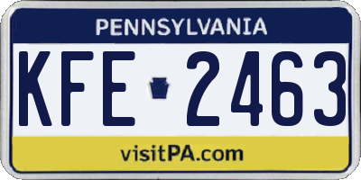 PA license plate KFE2463
