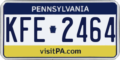 PA license plate KFE2464