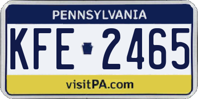PA license plate KFE2465