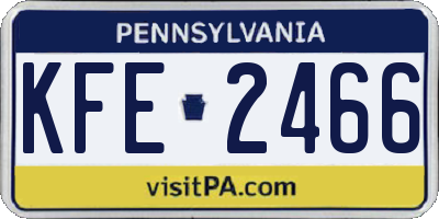 PA license plate KFE2466
