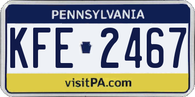 PA license plate KFE2467