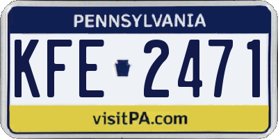 PA license plate KFE2471