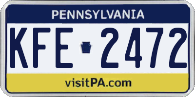 PA license plate KFE2472