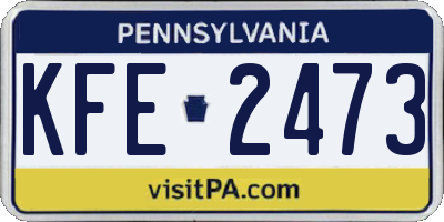 PA license plate KFE2473