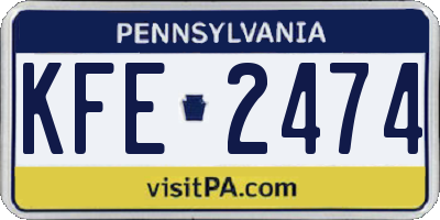 PA license plate KFE2474