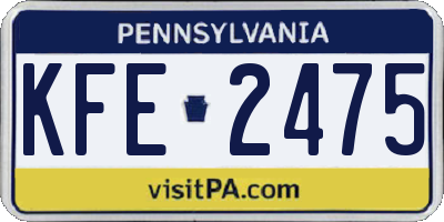 PA license plate KFE2475