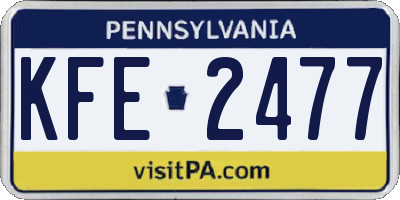 PA license plate KFE2477