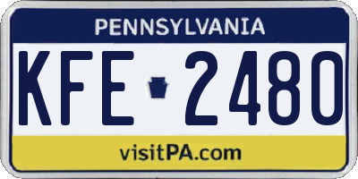 PA license plate KFE2480
