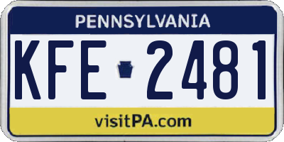 PA license plate KFE2481