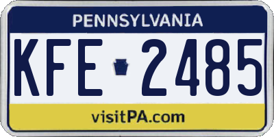 PA license plate KFE2485