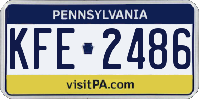 PA license plate KFE2486
