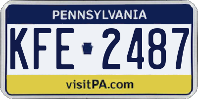 PA license plate KFE2487