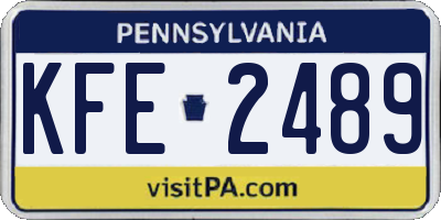 PA license plate KFE2489