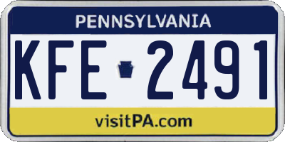 PA license plate KFE2491